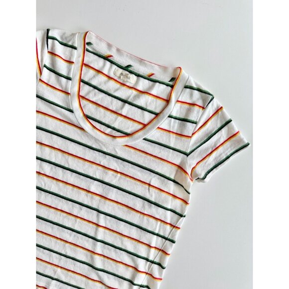MADEWELL City Tee White Walcott Striped Linen Blend Scoop Neck T-Shirt, Size XS - Picture 9 of 13